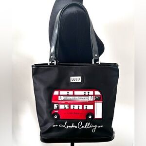 Lulu By Lulu Guinness London Calling Black  Tote Shoulder Bag Bus Embroidered